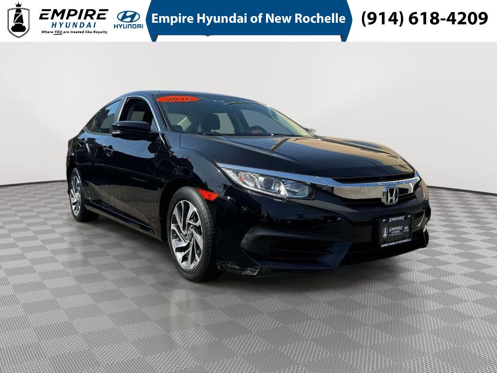 2016 Honda Civic EX in Crystal Black Pearl — front three-quarter view