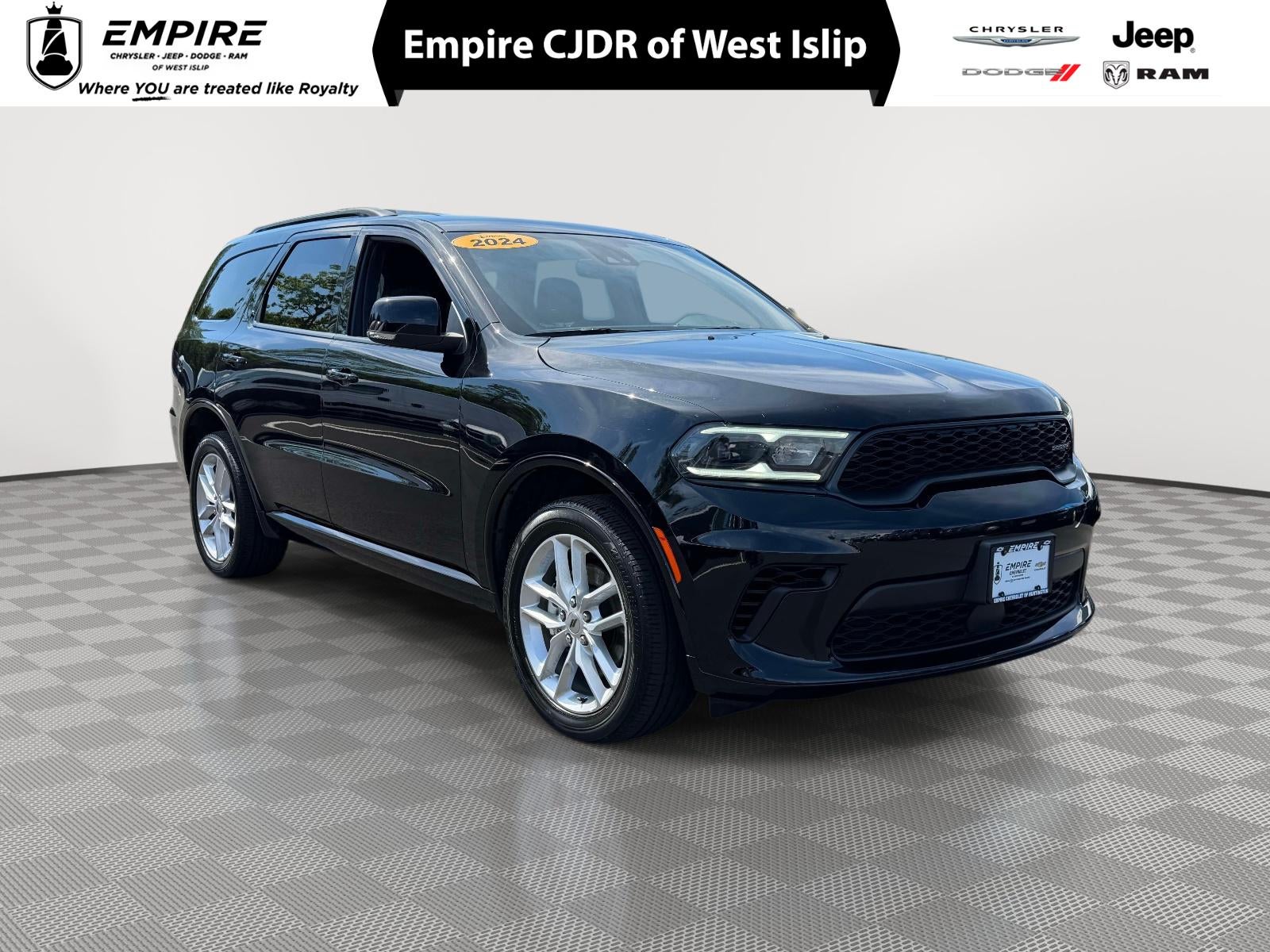 2024 Dodge Durango GT Plus AWD in Db Black Crystal Clearcoat — front three-quarter view