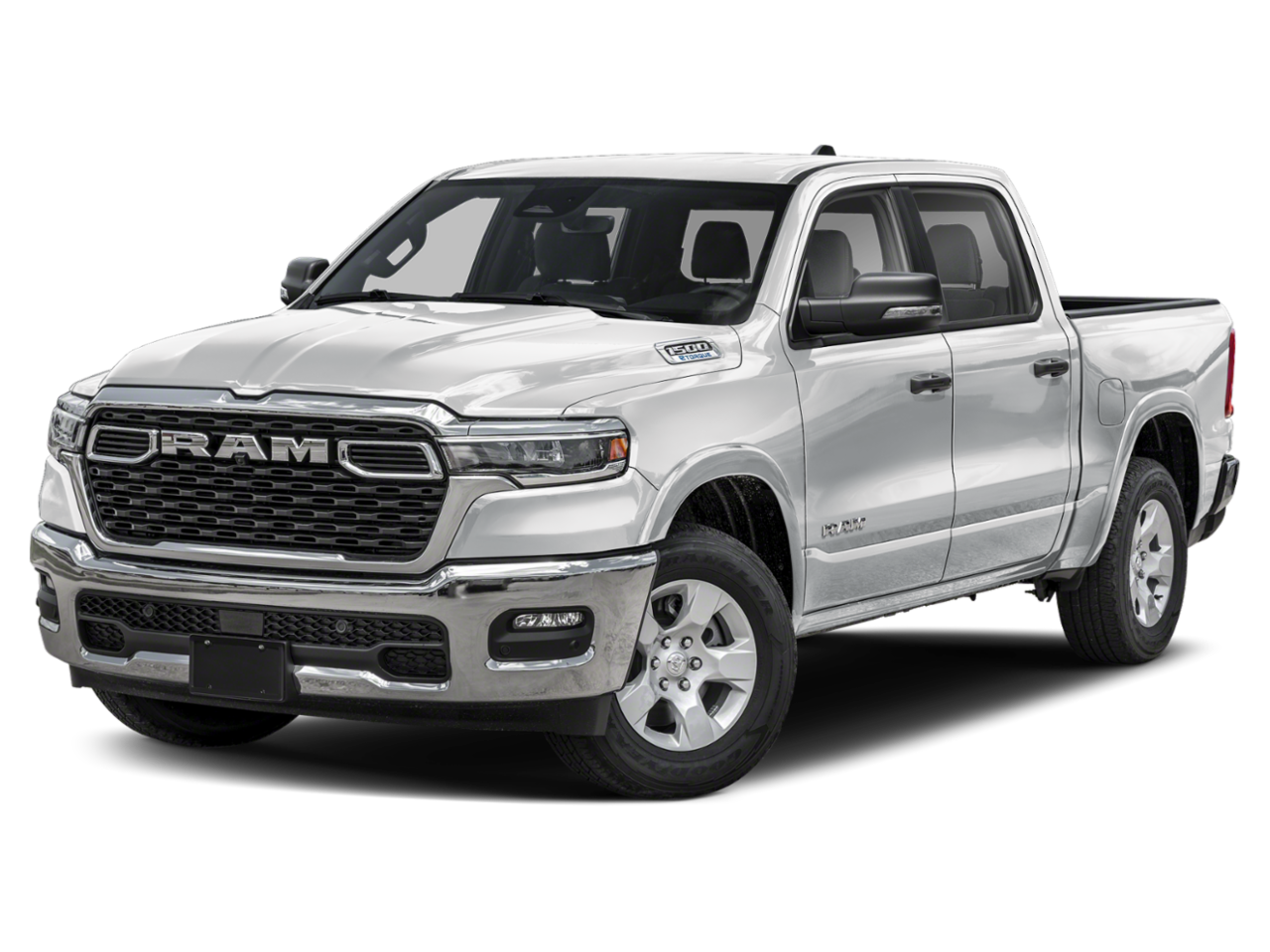 2025 RAM 1500 Big Horn Crew Cab 4x4 5'7' Box in Bright White Clearcoat — front three-quarter view