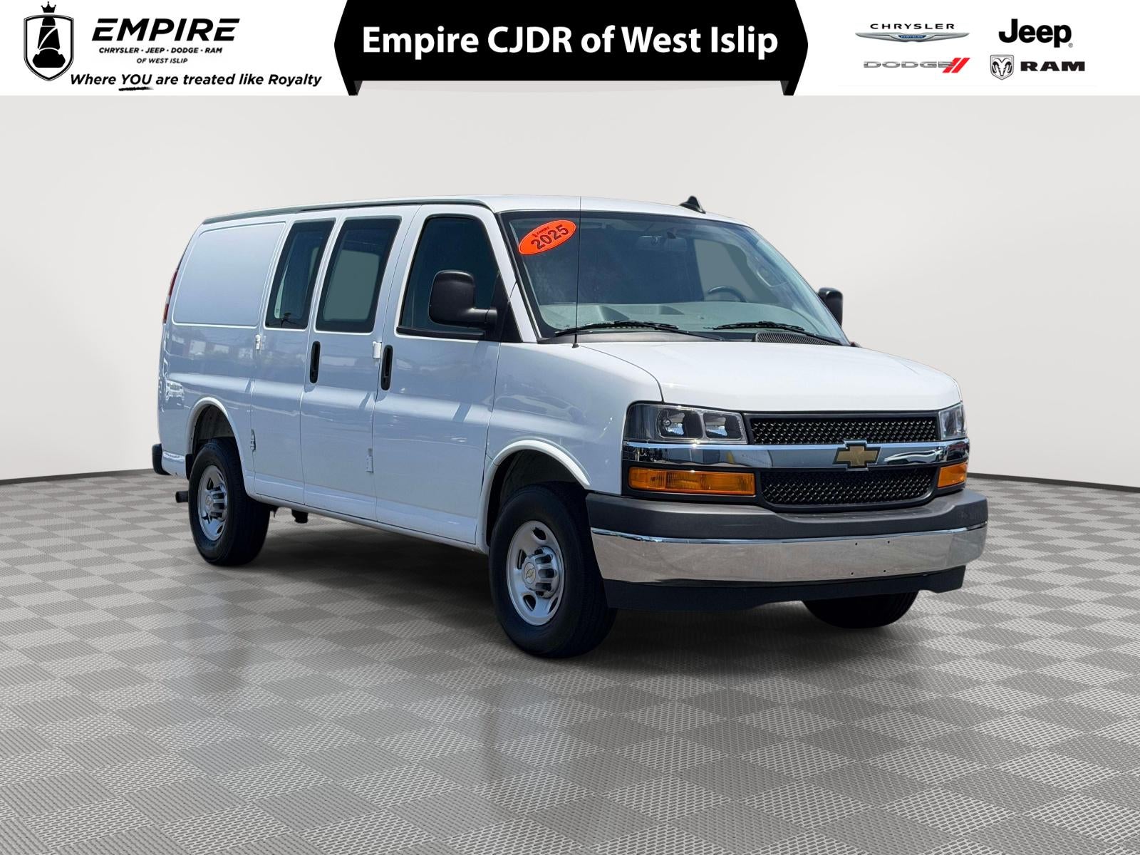 2025 Chevrolet Express Cargo RWD 2500 Regular Wheelbase WT in Summit White — front three-quarter view