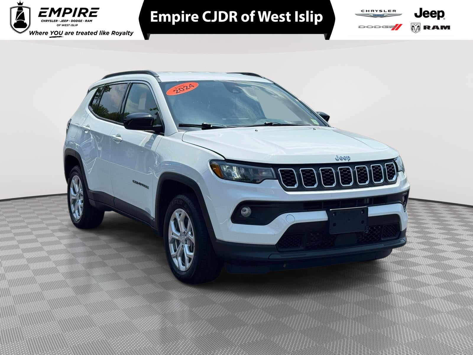 2024 Jeep Compass Latitude 4x4 in Bright White Clearcoat — front three-quarter view