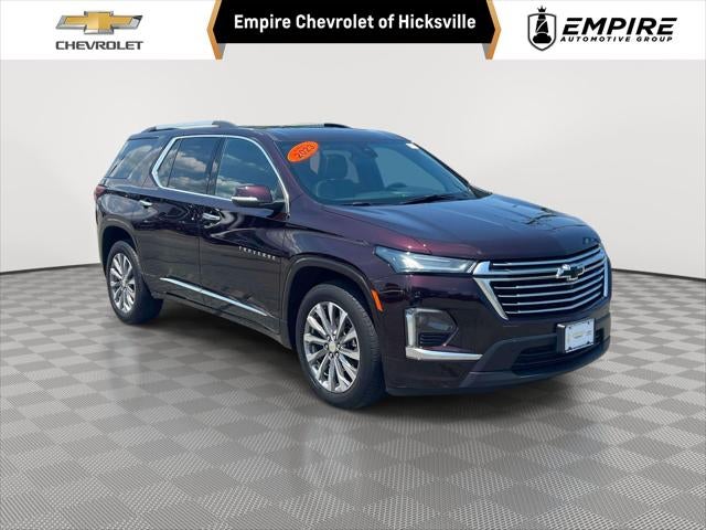 2023 Chevrolet Traverse Premier in Black Cherry Metallic — front three-quarter view