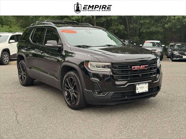 2021 GMC Acadia SLT in Ebony Twilight Metallic — front three-quarter view
