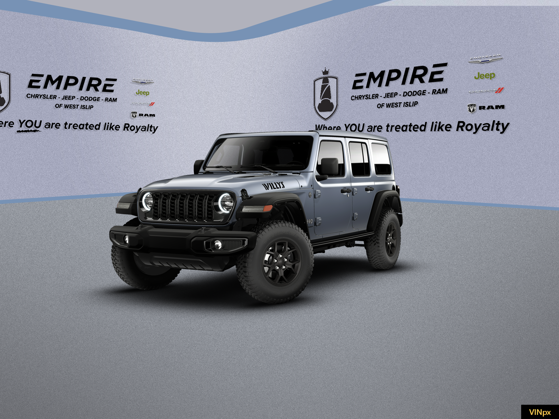 2026 Jeep Wrangler WRANGLER 4-DOOR WILLYS in Anvil Clear-Coat Exterior Paint — front three-quarter view