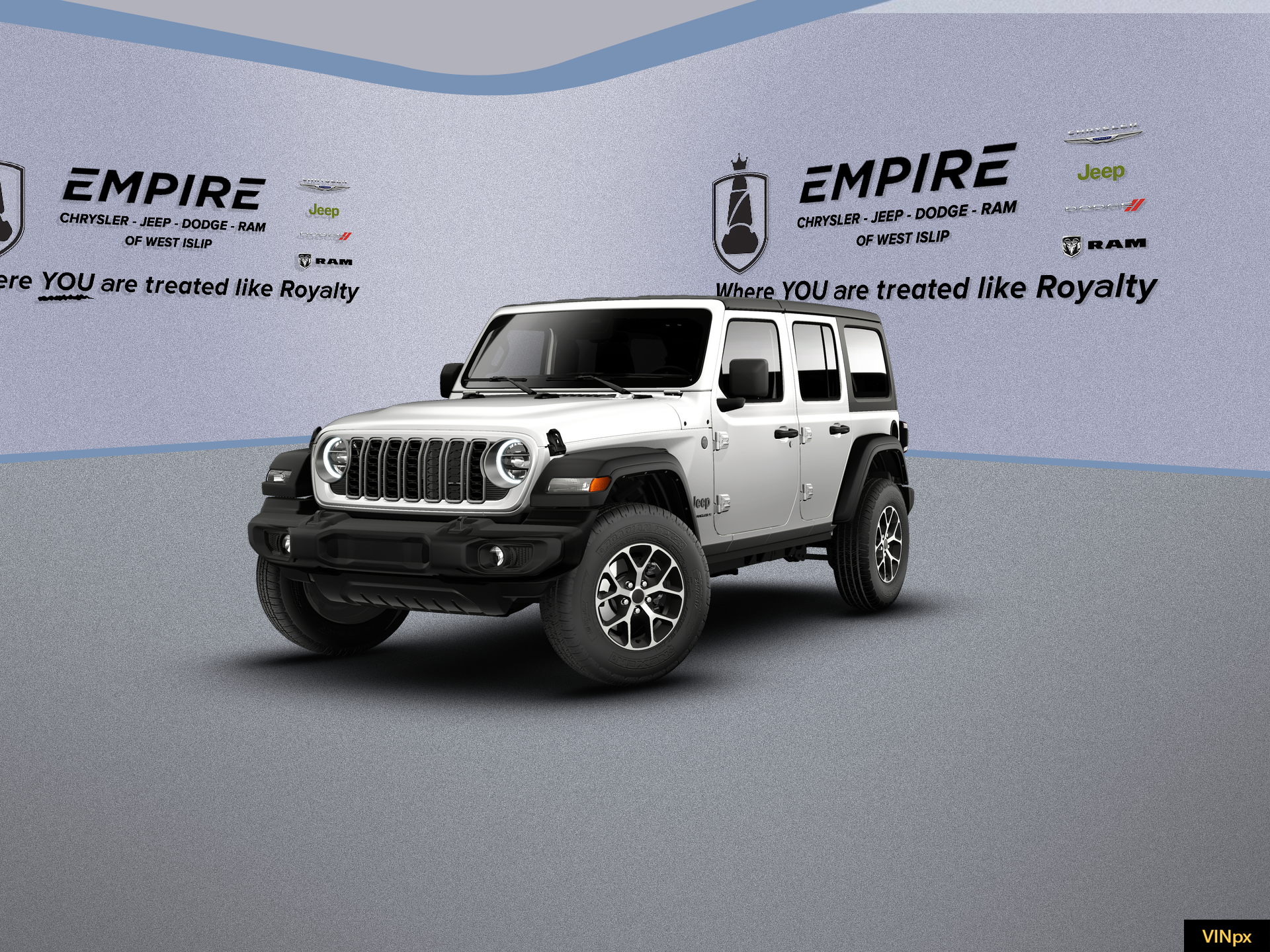 2026 Jeep Wrangler WRANGLER 4-DOOR SPORT S in Bright White Clear-Coat Exterior Paint — front three-quarter view