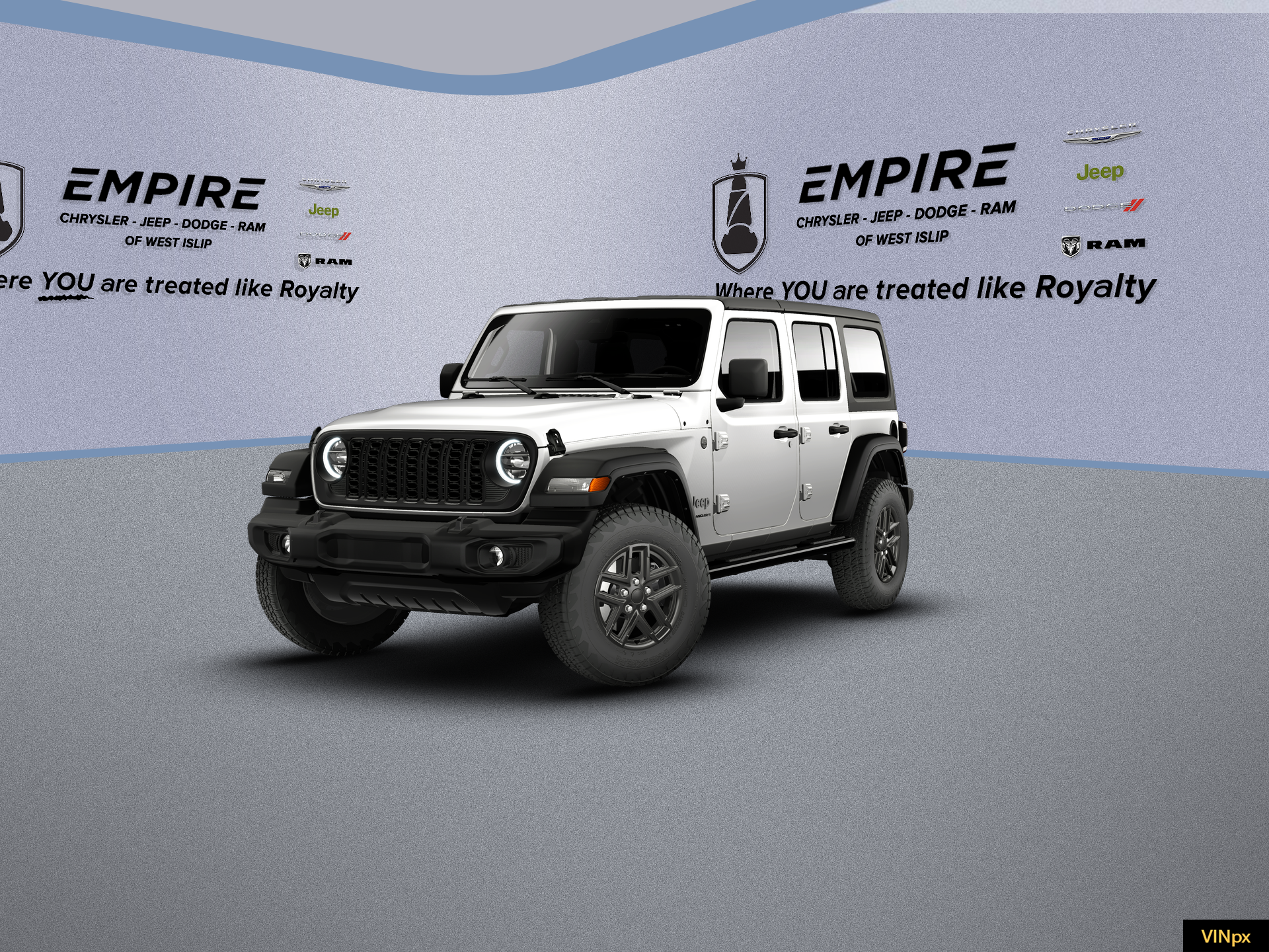 2026 Jeep Wrangler WRANGLER 4-DOOR SPORT S in Bright White Clear-Coat Exterior Paint — front three-quarter view