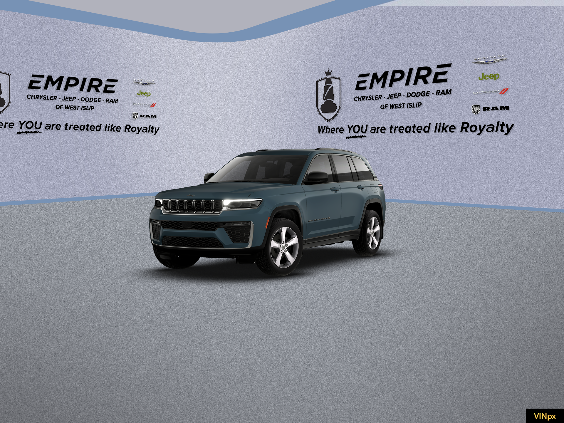 2026 Jeep Grand Cherokee GRAND CHEROKEE LIMITED 4X4 in Steel Blue Exterior Paint — front three-quarter view