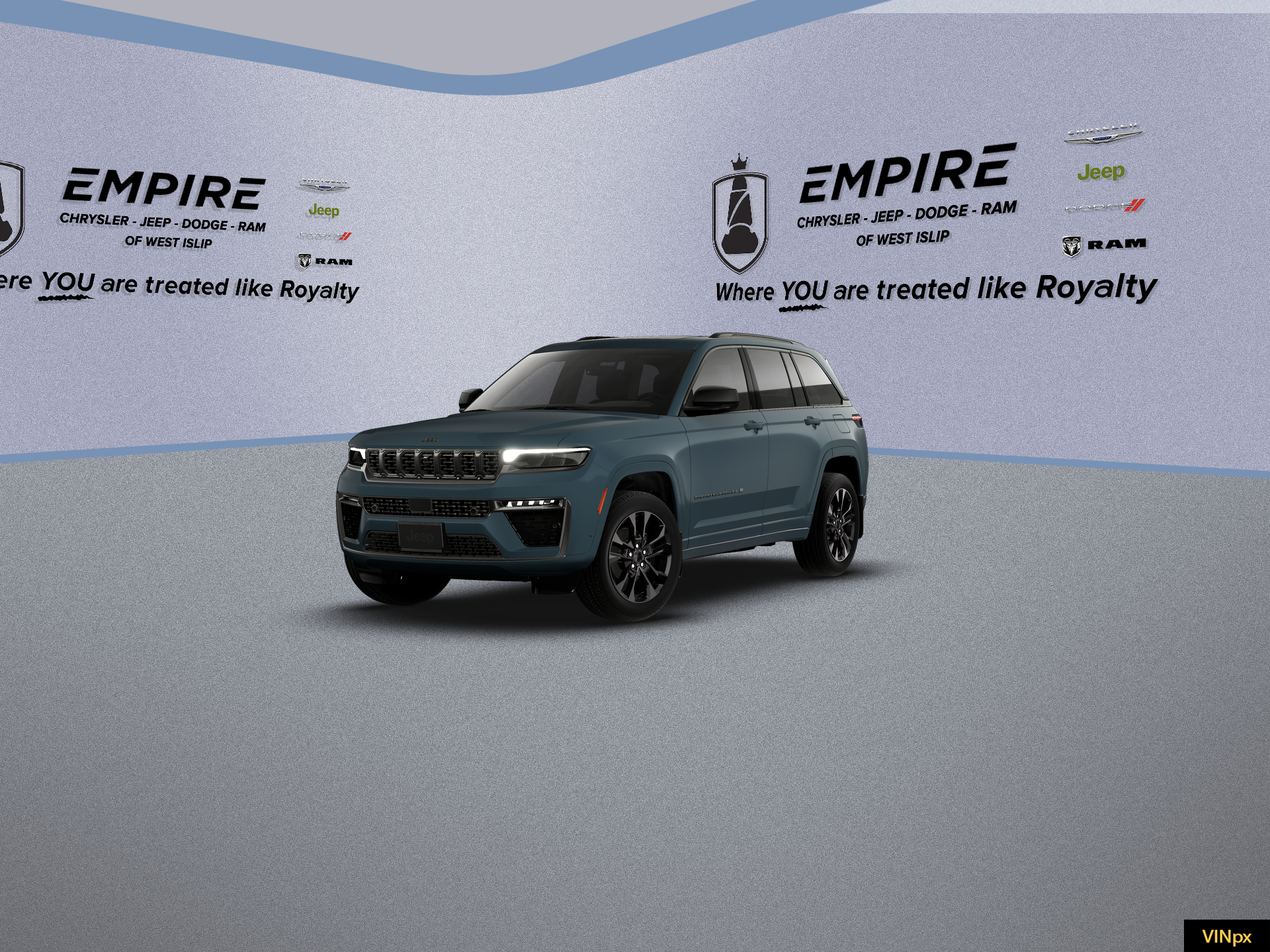 2026 Jeep Grand Cherokee GRAND CHEROKEE LIMITED RESERVE 4X4 in Steel Blue Exterior Paint — front three-quarter view