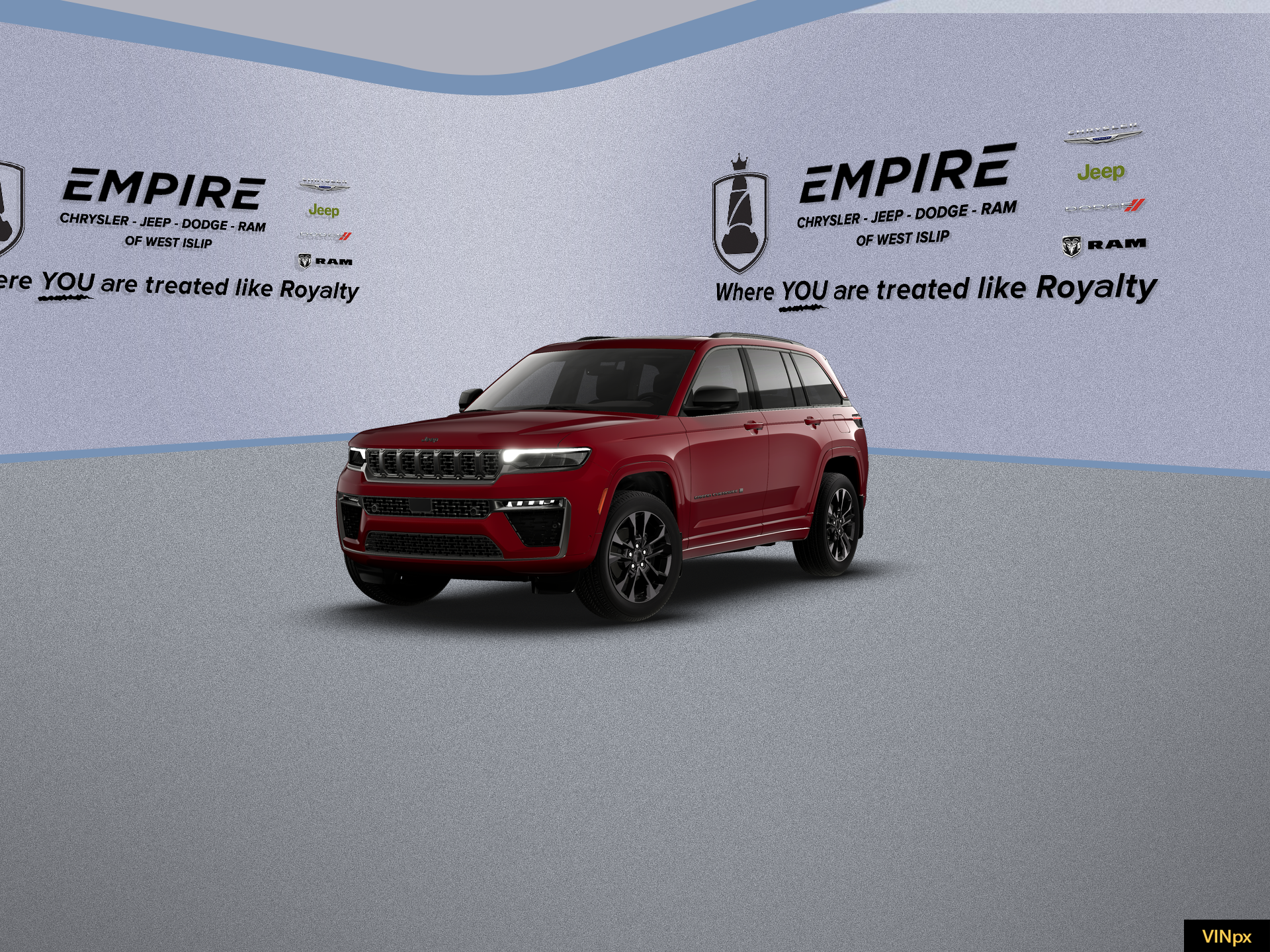 2026 Jeep Grand Cherokee GRAND CHEROKEE LIMITED RESERVE 4X4 in Velvet Red Pearl-Coat Exterior Paint — front three-quarter view