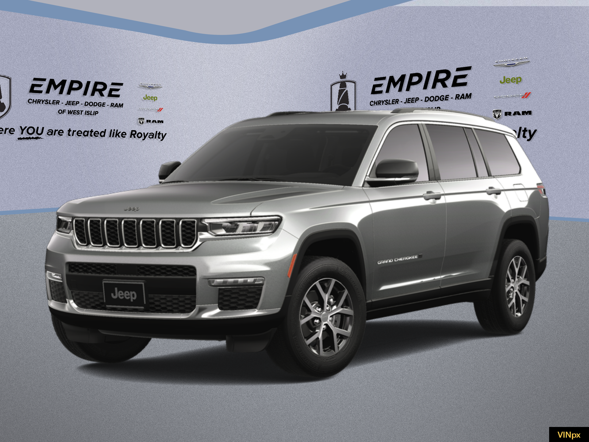 2025 Jeep Grand Cherokee Limited 4x4 in Silver Zynith Exterior Paint — front three-quarter view