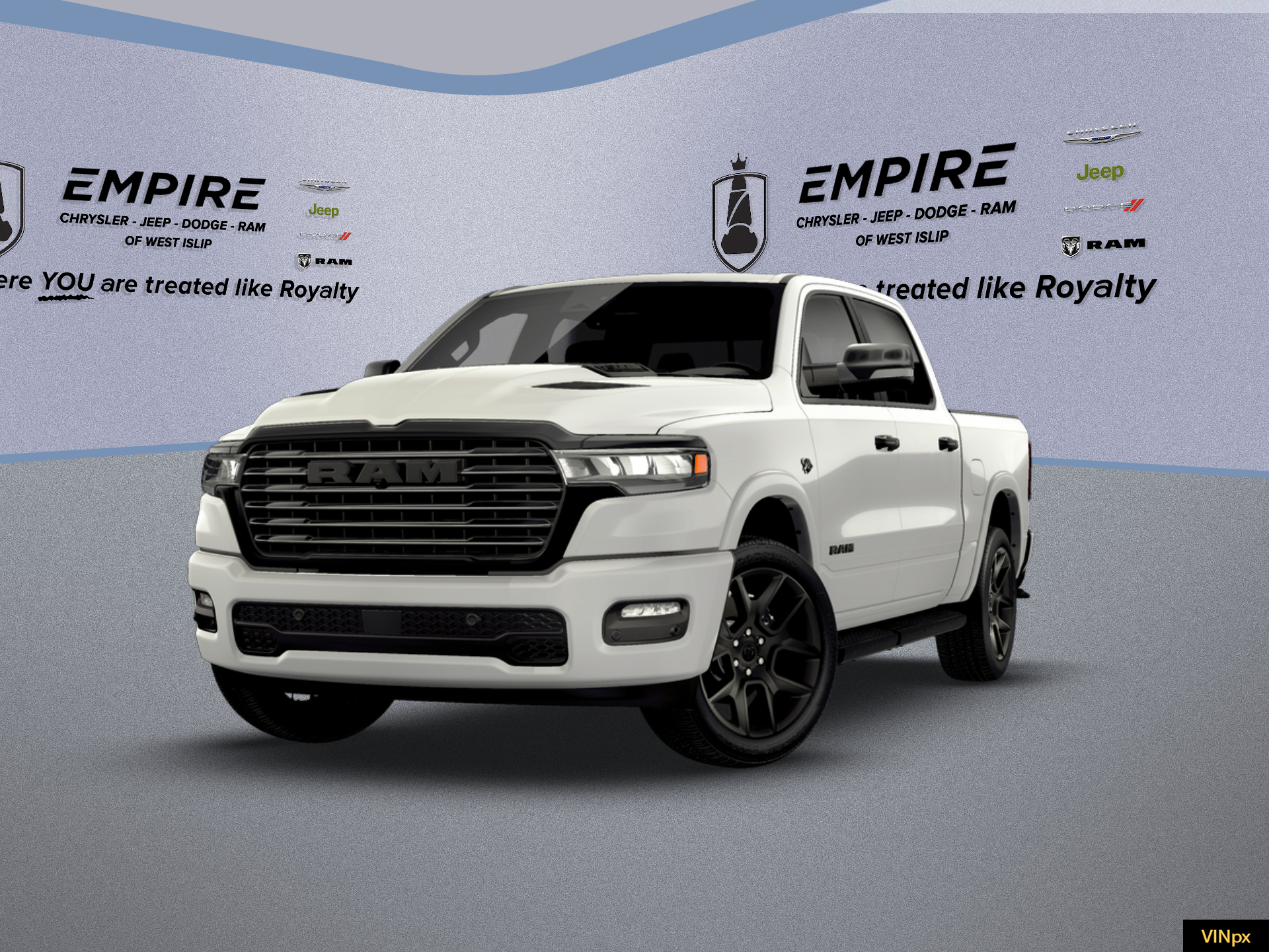 2026 RAM Ram 1500 RAM 1500 LARAMIE CREW CAB 4X4 5'7' BOX in Bright White Clear-Coat Exterior Paint — front three-quarter view