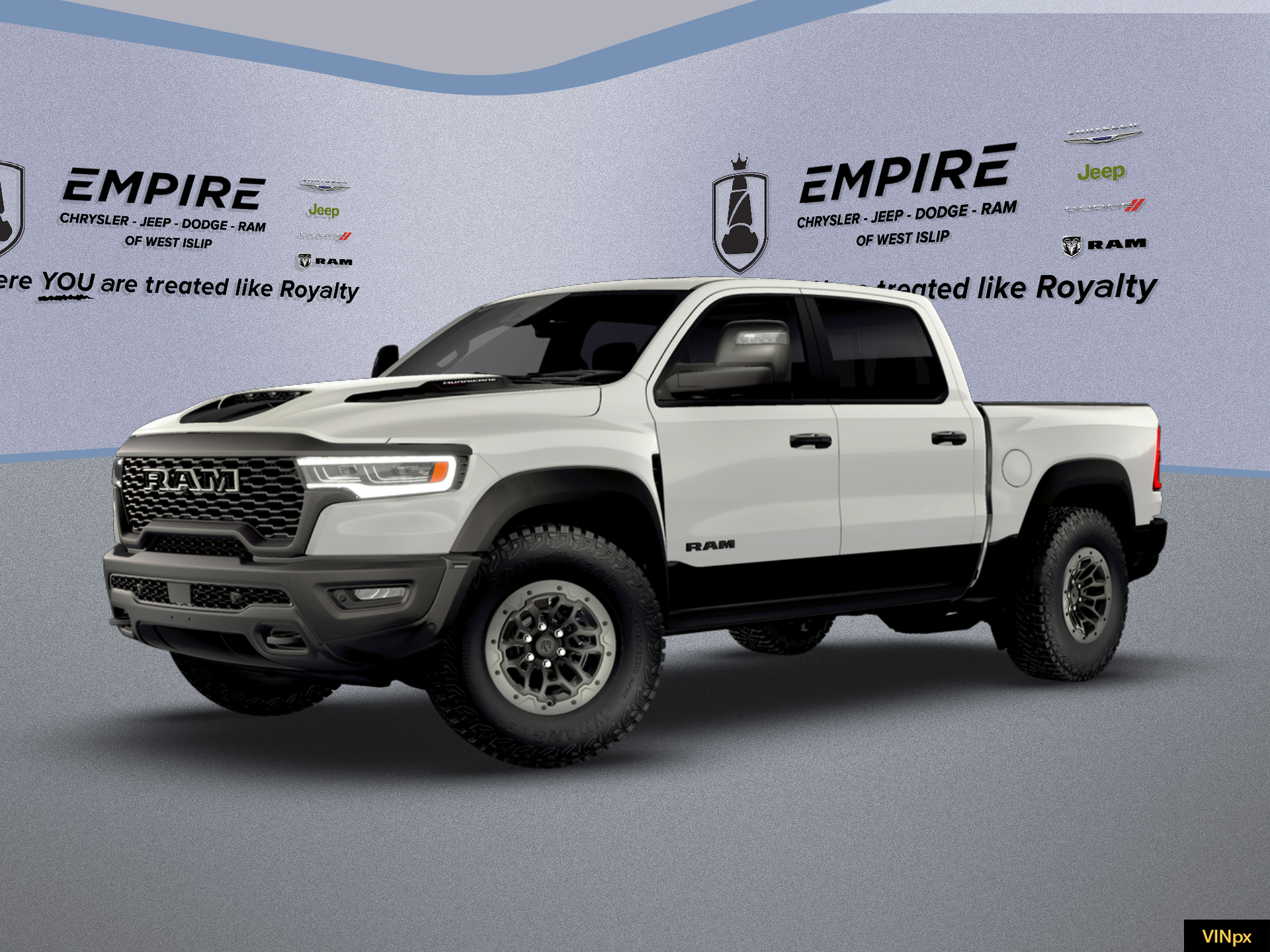2026 RAM Ram 1500 RAM 1500 RHO CREW CAB 4X4 5'7' BOX in Bright White Clear-Coat Exterior Paint — front three-quarter view