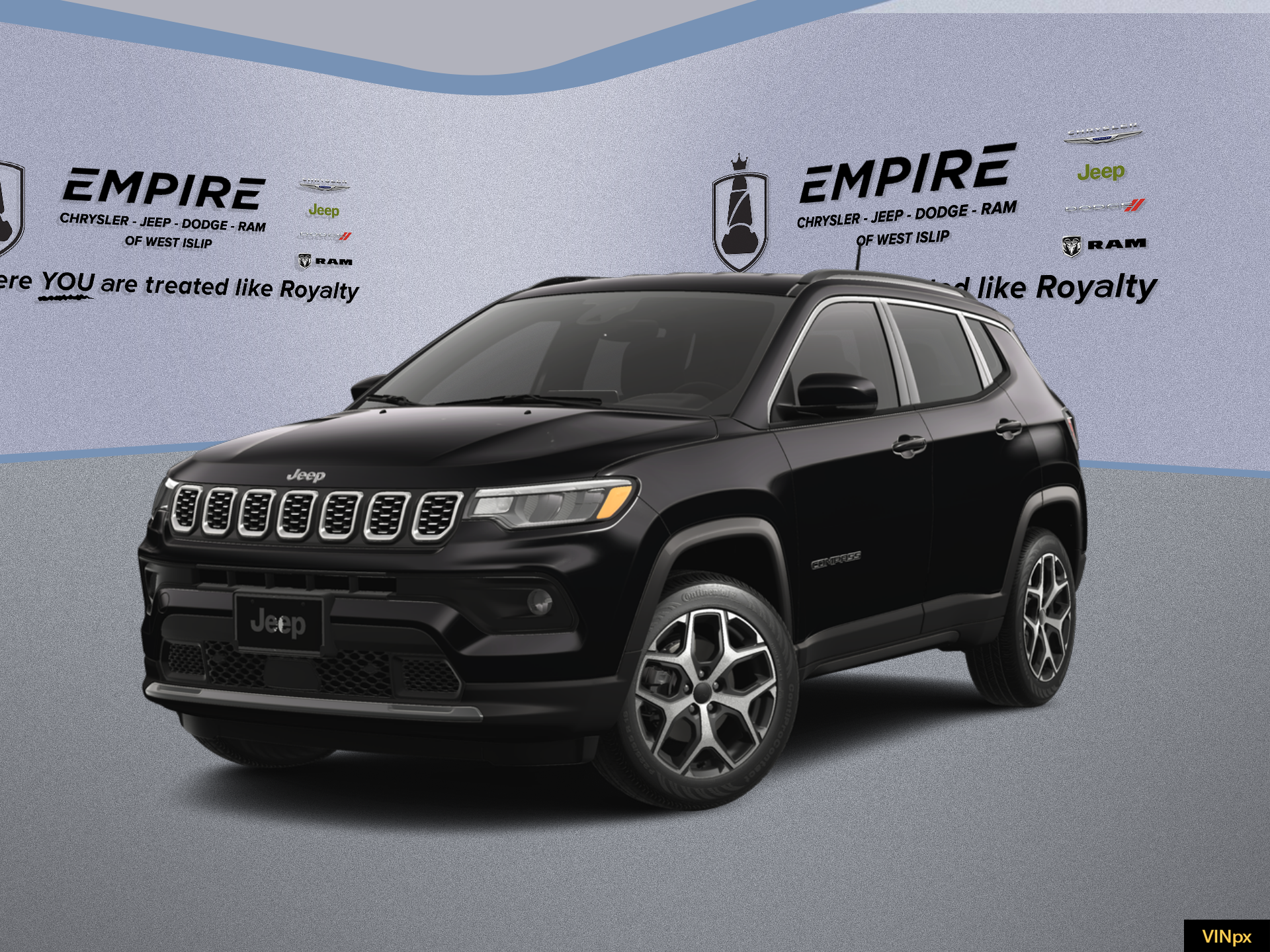 2026 Jeep Compass COMPASS LIMITED 4X4 in Diamond Black Crystal Pearl-Coat Exterior Paint — front three-quarter view