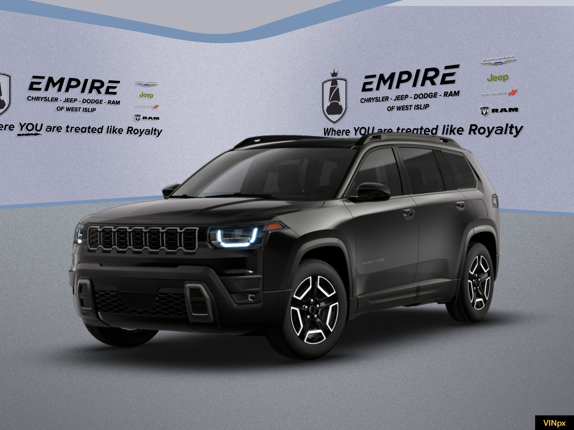 2026 Jeep Cherokee CHEROKEE LIMITED 4X4 in Diamond Black Crystal Pearl-Coat Exterior Paint — front three-quarter view