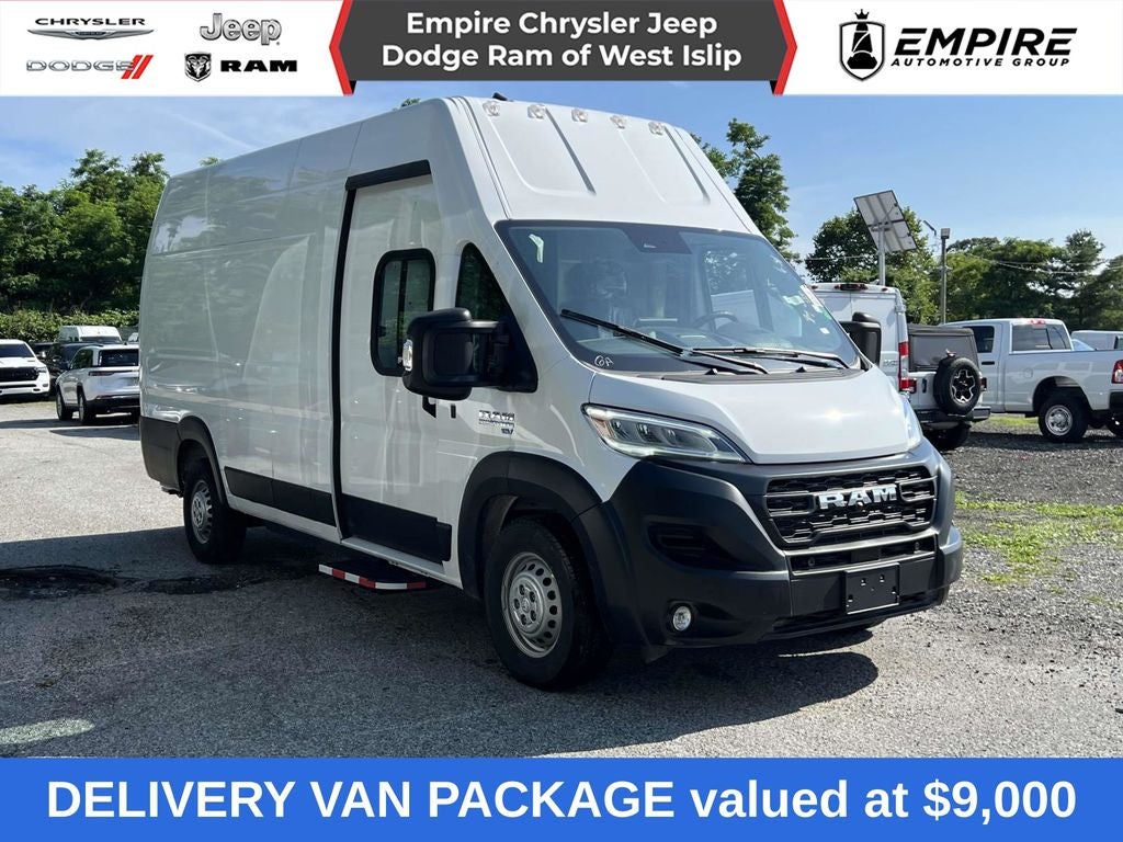 2024 RAM Ram ProMaster EV RAM PROMASTER EV SUPER HIGH ROOF 159” WB EXT in Bright White Clear-Coat Exterior Paint — front three-quarter view