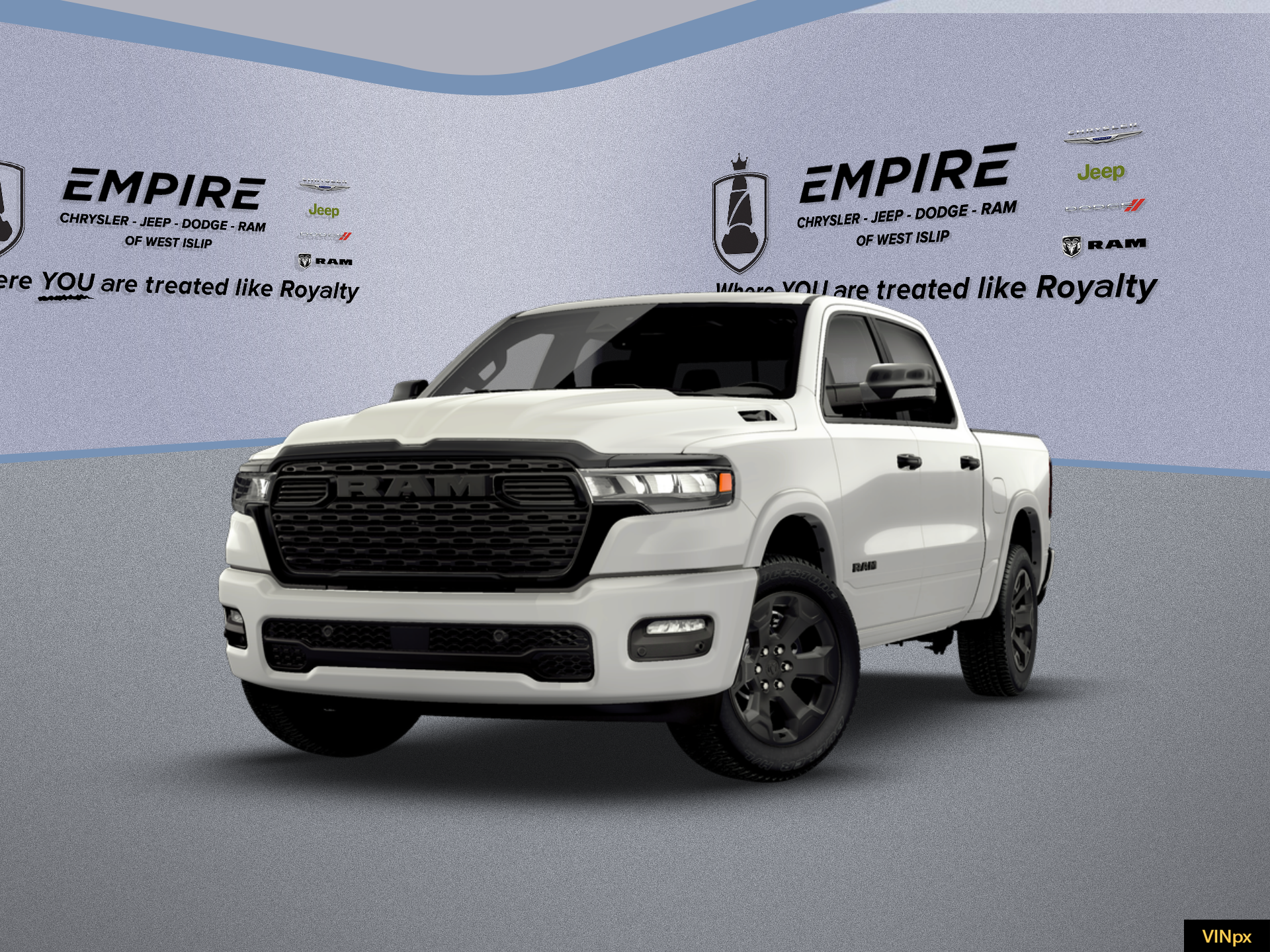 2026 RAM Ram 1500 RAM 1500 BIG HORN CREW CAB 4X4 5'7' BOX in Bright White Clear-Coat Exterior Paint — front three-quarter view