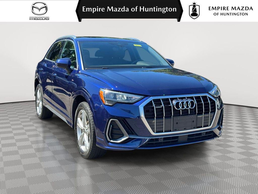 2022 Audi Q3 Premium 45 TFSI S line quattro Tiptronic in Navarra Blue Metallic — front three-quarter view